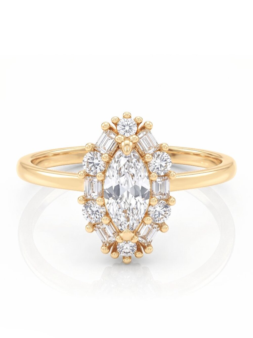 Charmed Aroma Marquise  ring, size 7,  Gold Finish